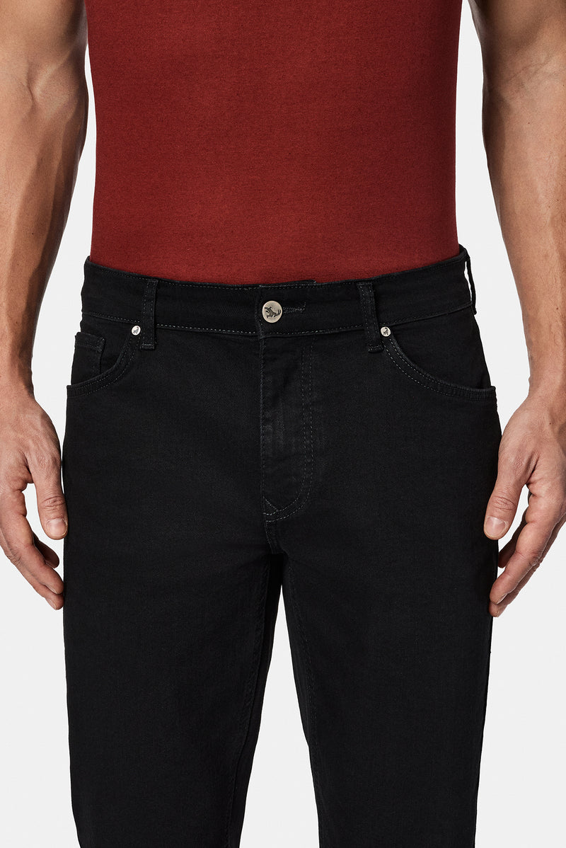 Siyah 6 Drop Regular Fit Standart Kesim Likral? 5 Cep Denim Pantolon-Abdullah Ki??l?