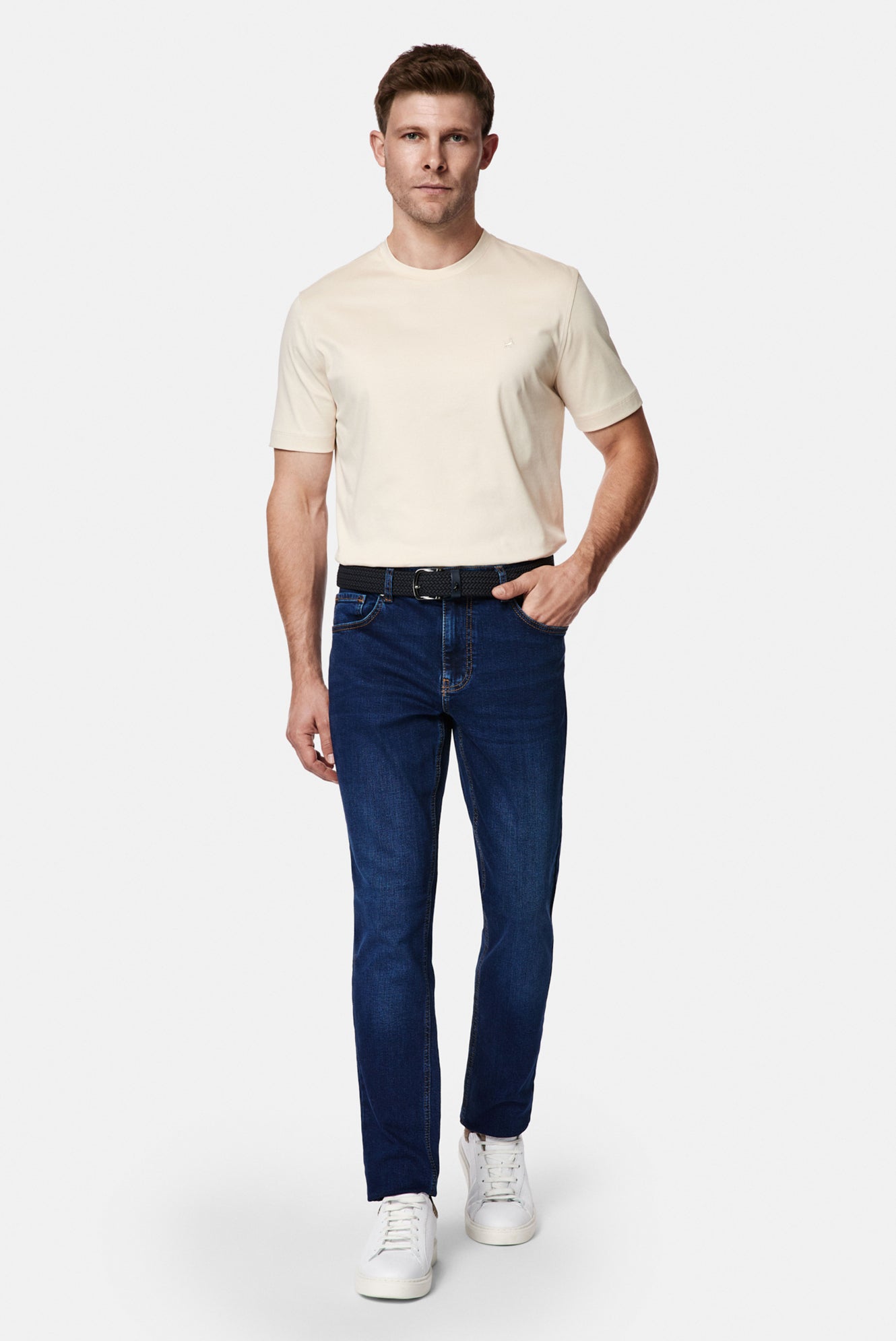 Koyu Mavi  Slim Fit Dar Kesim 5 Cep Pamuklu Denim Pantolon