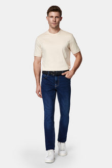 Koyu Mavi  Slim Fit Dar Kesim 5 Cep Pamuklu Denim Pantolon