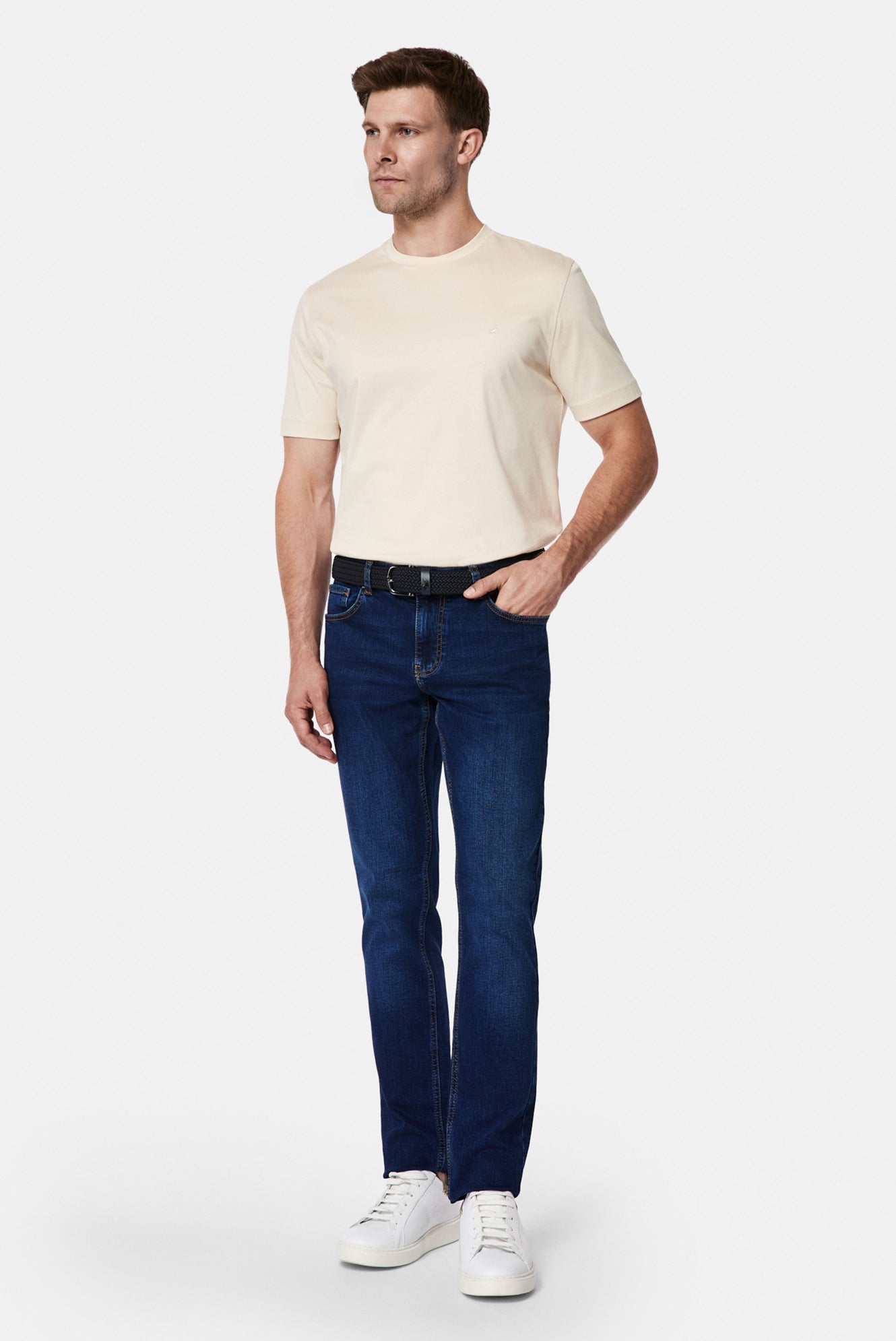 Koyu Mavi  Slim Fit Dar Kesim 5 Cep Pamuklu Denim Pantolon