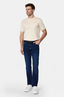 Koyu Mavi  Slim Fit Dar Kesim 5 Cep Pamuklu Denim Pantolon