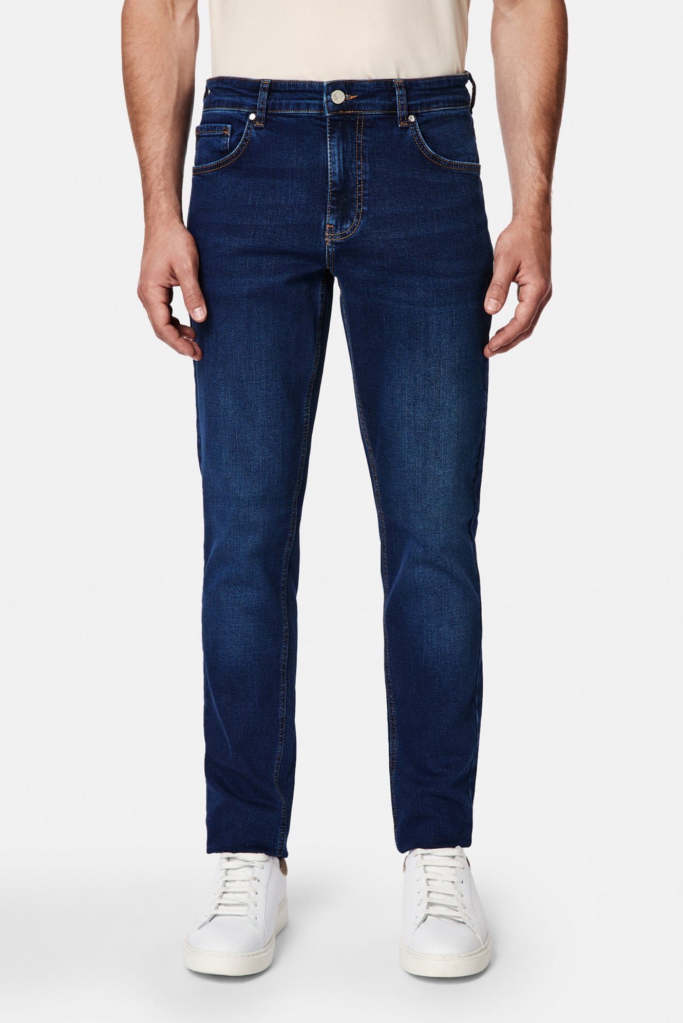 Koyu Mavi  Slim Fit Dar Kesim 5 Cep Pamuklu Denim Pantolon