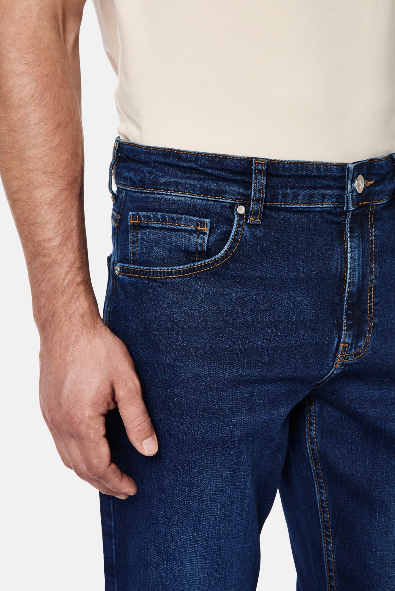 Koyu Mavi  Slim Fit Dar Kesim 5 Cep Pamuklu Denim Pantolon