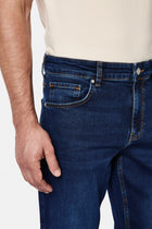 Koyu Mavi  Slim Fit Dar Kesim 5 Cep Pamuklu Denim Pantolon