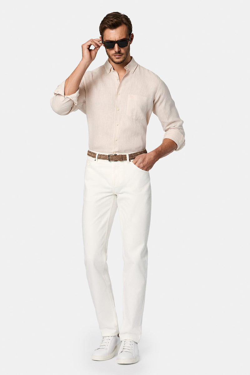 K?r?k Beyaz Relaxed Fit Rahat Kesim 5 Cep Pamuklu Denim Pantolon-Abdullah Ki??l?