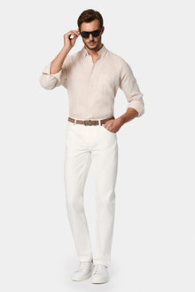 K?r?k Beyaz Regular Fit Standart Kesim 5 Cep Pamuklu Denim Pantolon-Abdullah Ki??l?
