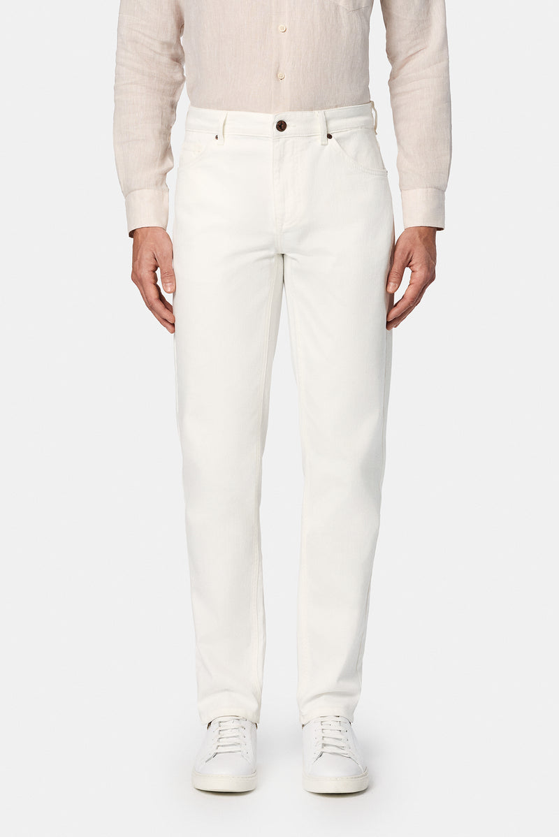 K?r?k Beyaz Relaxed Fit Rahat Kesim 5 Cep Pamuklu Denim Pantolon-Abdullah Ki??l?