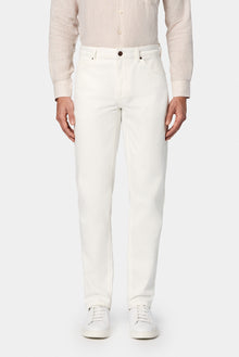K?r?k Beyaz Regular Fit Standart Kesim 5 Cep Pamuklu Denim Pantolon-Abdullah Ki??l?