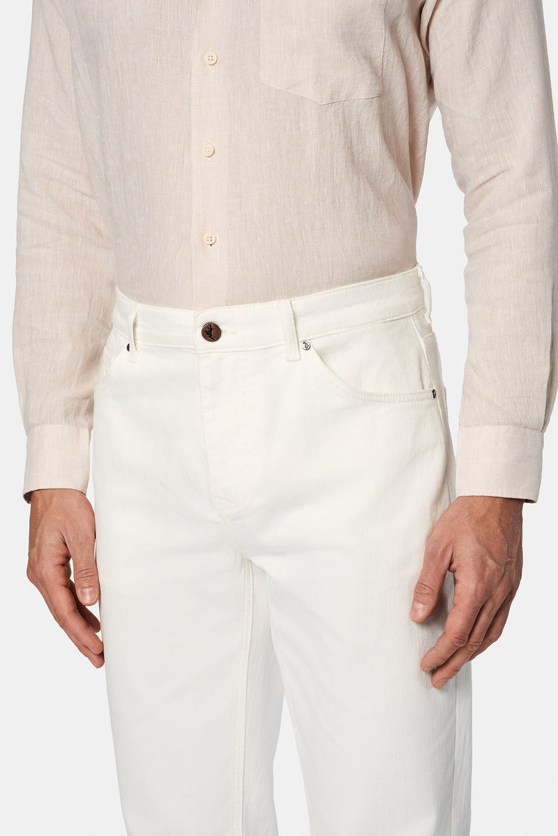 K?r?k Beyaz Relaxed Fit Rahat Kesim 5 Cep Pamuklu Denim Pantolon-Abdullah Ki??l?