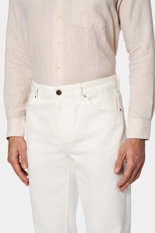 K?r?k Beyaz Regular Fit Standart Kesim 5 Cep Pamuklu Denim Pantolon-Abdullah Ki??l?