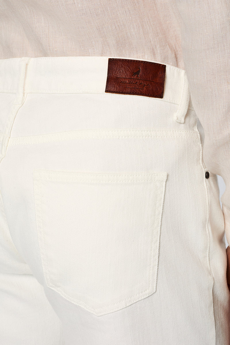 K?r?k Beyaz Relaxed Fit Rahat Kesim 5 Cep Pamuklu Denim Pantolon-Abdullah Ki??l?