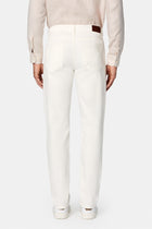 K?r?k Beyaz Regular Fit Standart Kesim 5 Cep Pamuklu Denim Pantolon-Abdullah Ki??l?