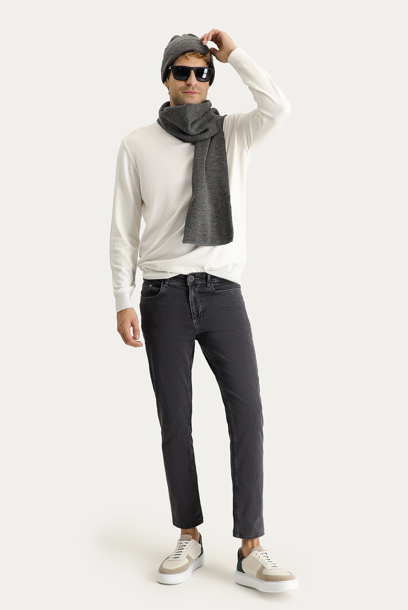 Koyu Füme Slim Fit Dar Kesim Likralı Denim Pantolon