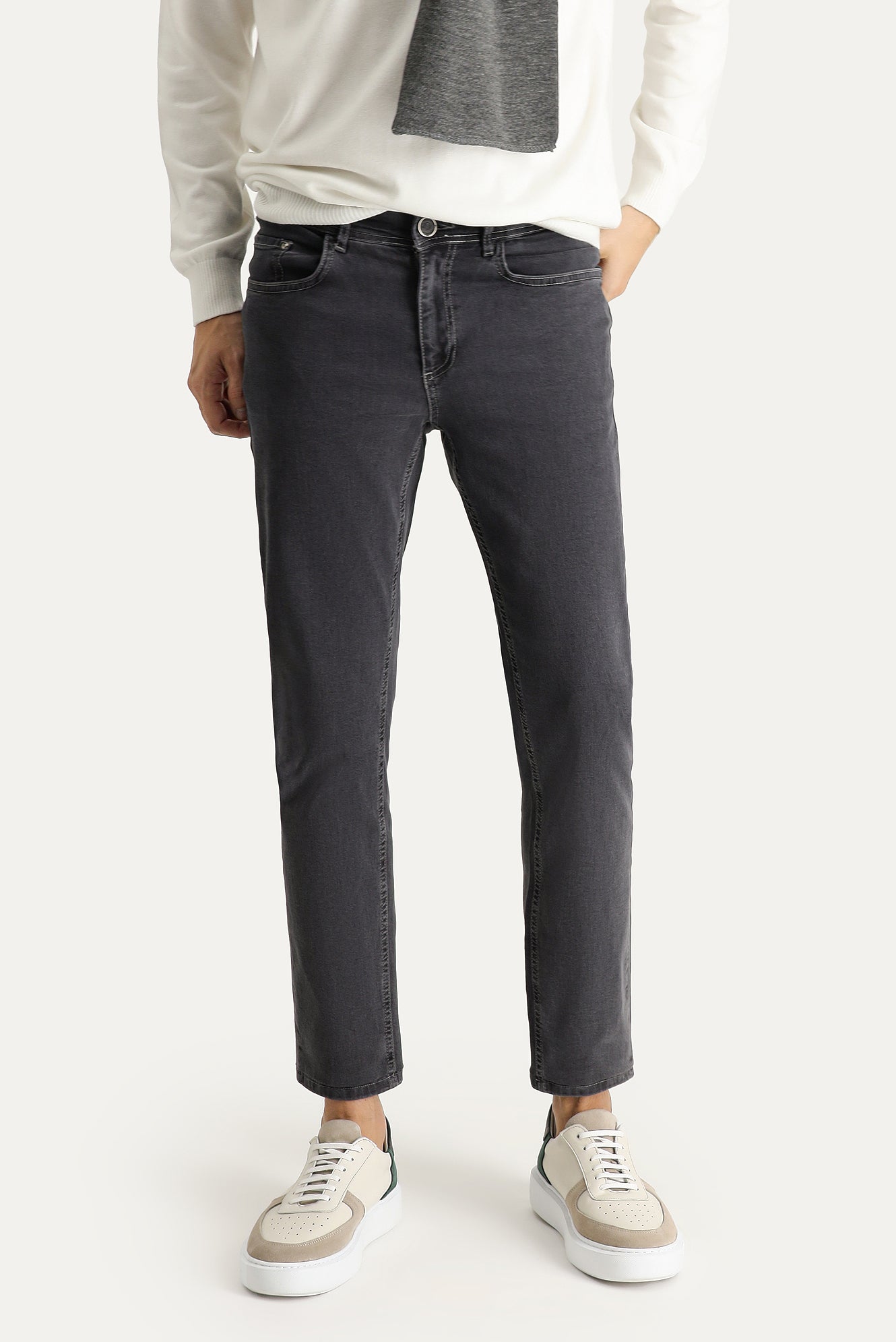 Koyu Füme Slim Fit Dar Kesim Likralı Denim Pantolon