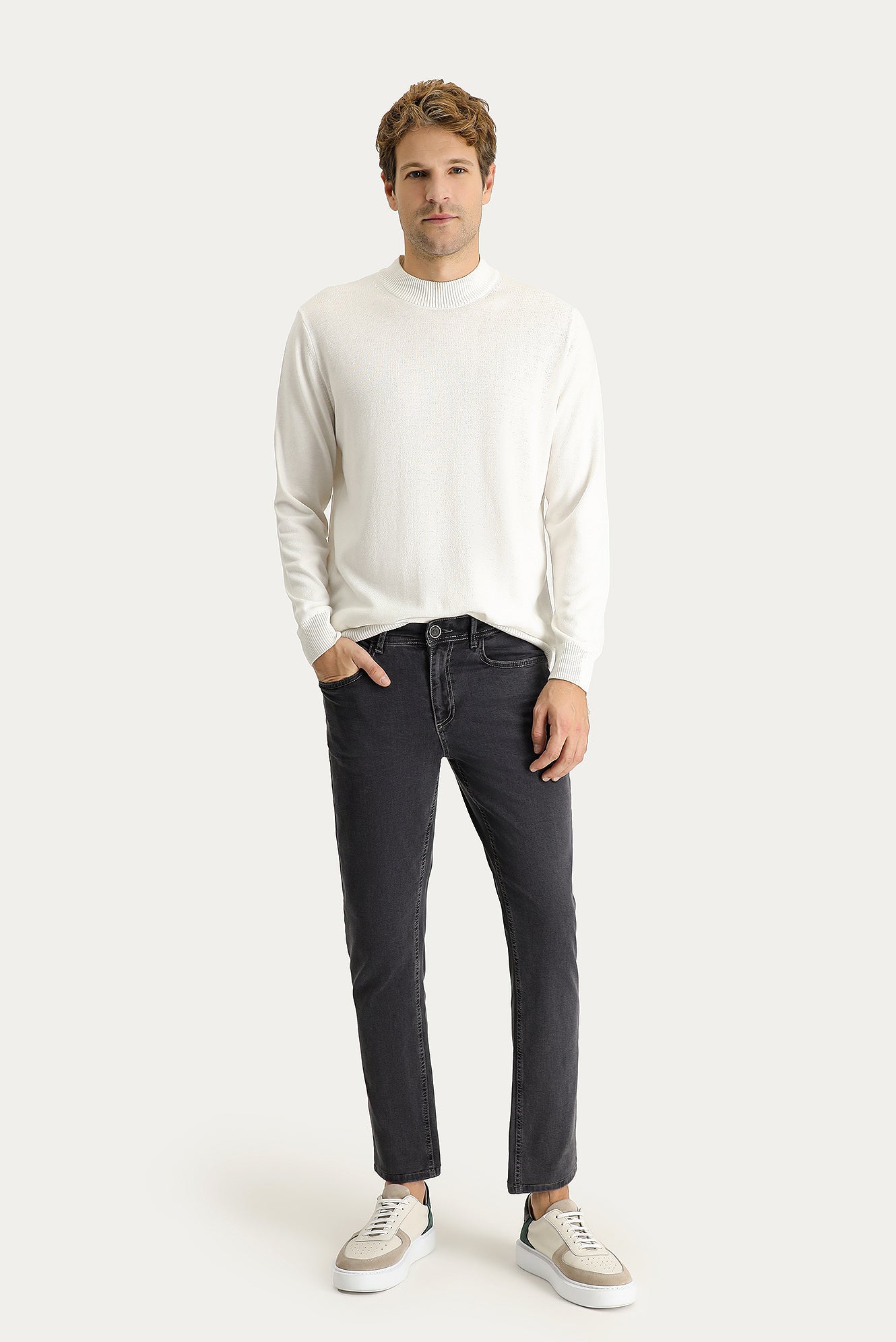 Koyu Füme Slim Fit Dar Kesim Likralı Denim Pantolon