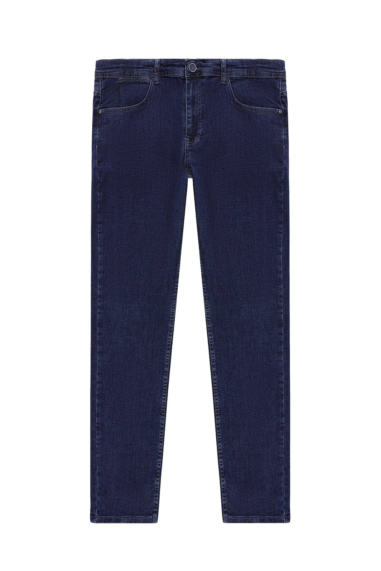 Orta Lacivert Regular Fit Likralı Denim Pantolon