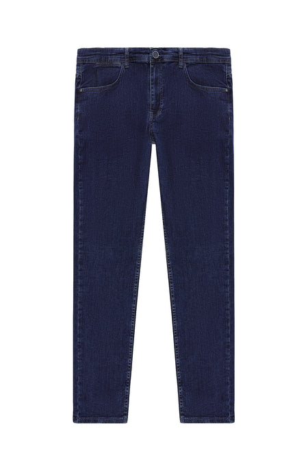 Orta Lacivert Regular Fit Likralı Denim Pantolon