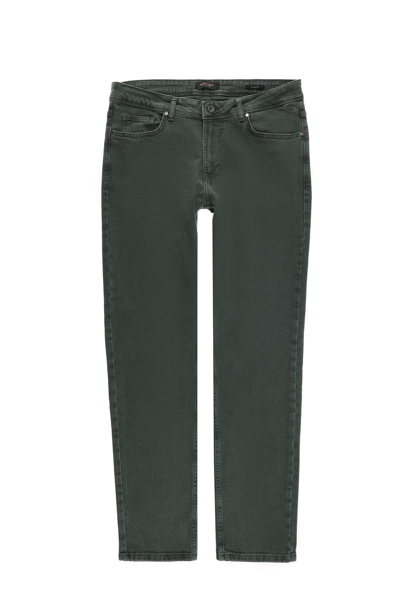 Orta Haki Regular Fit Likralı Denim Pantolon