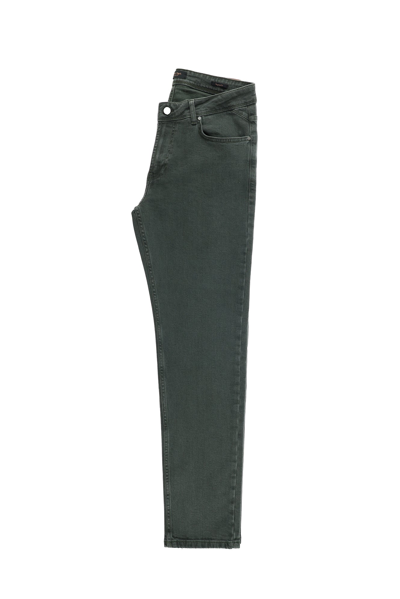 Orta Haki Regular Fit Likralı Denim Pantolon