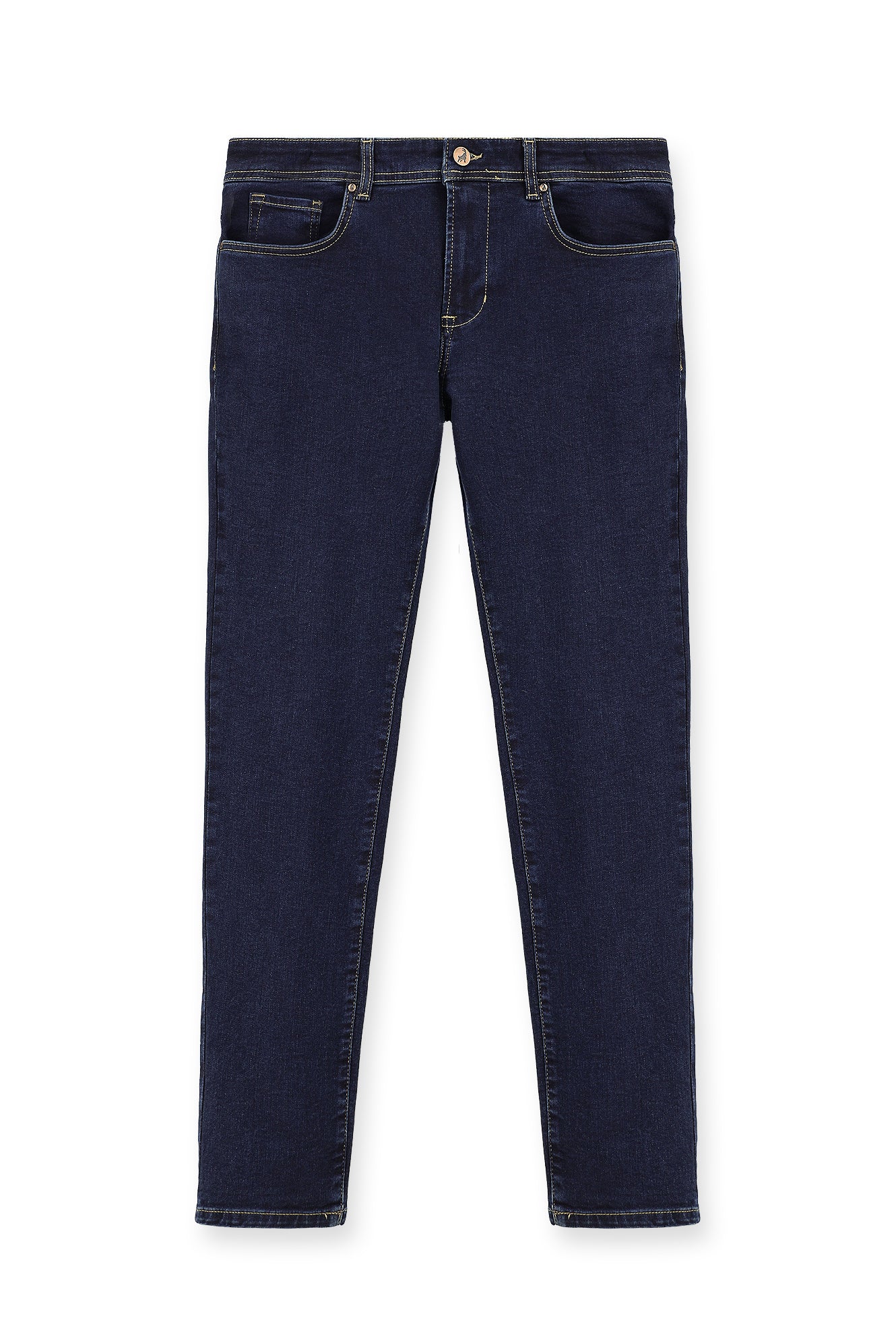 Koyu Lacivert Slim Fit Dar Kesim Likral? Denim Pantolon-Abdullah Ki??l?