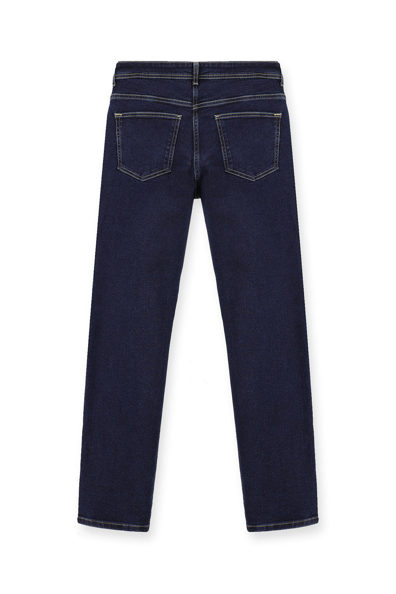 Koyu Lacivert Slim Fit Dar Kesim Likral? Denim Pantolon-Abdullah Ki??l?