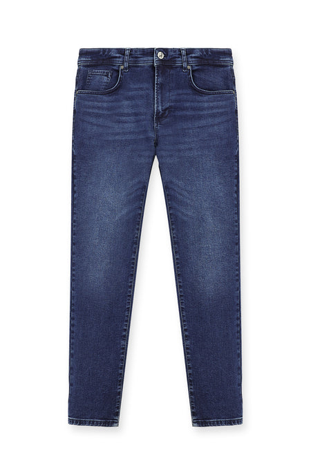 İndigo Regular Fit Likralı Denim Pantolon