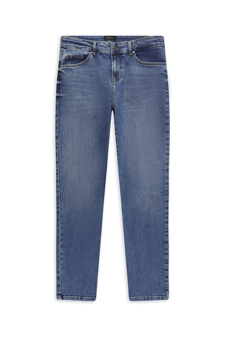 Koyu Mavi  Regular Fit Likralı Denim Pantolon
