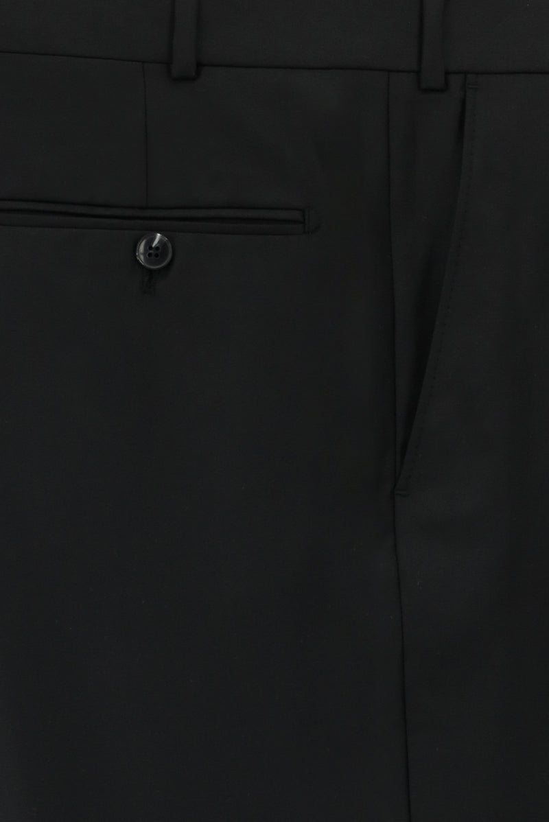 Siyah 7 Drop Slim Fit Dar Kesim Yünlü Klasik Kuma? Pantolon-Abdullah Ki??l?