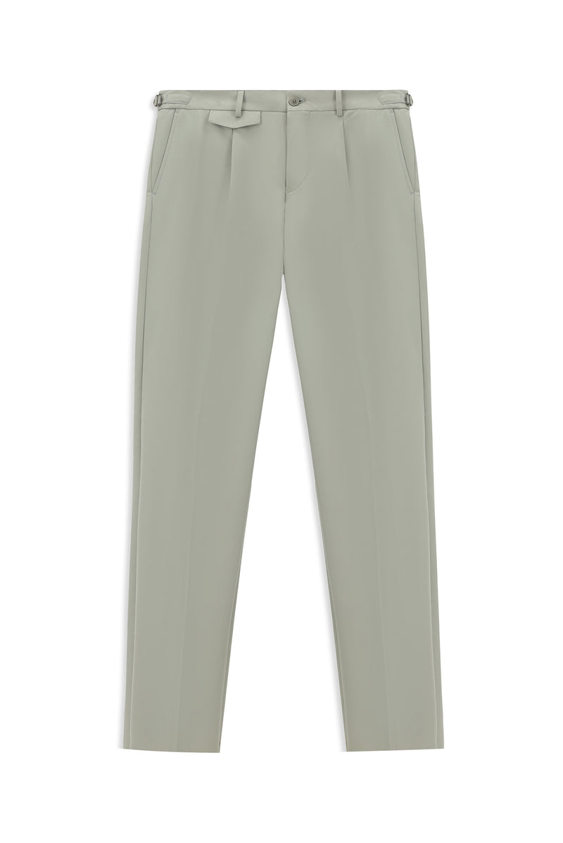 Açık Gri Slim Fit Dar Kesim Likralı Tokalı Klasik Kumaş Pantolon