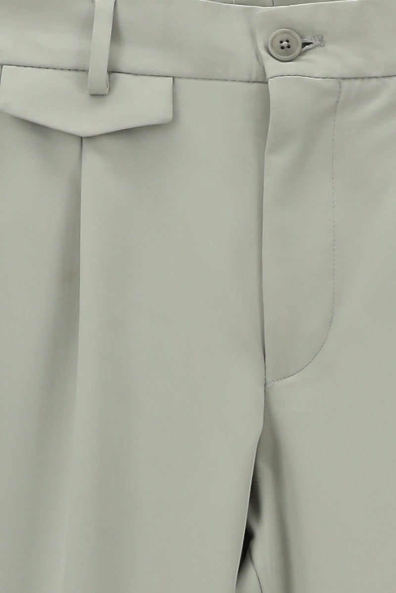 Açık Gri Slim Fit Dar Kesim Likralı Tokalı Klasik Kumaş Pantolon