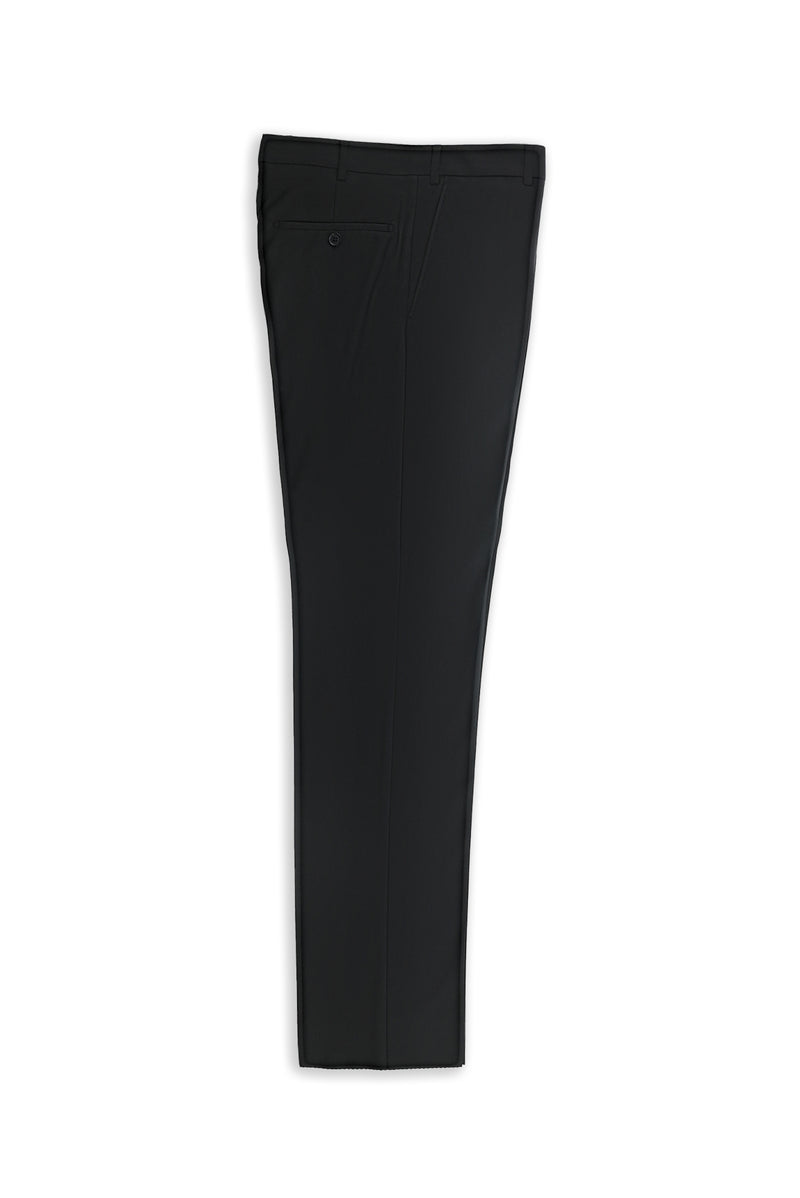 Siyah Slim Fit Dar Kesim Yünlü Klasik Kumaş Pantolon