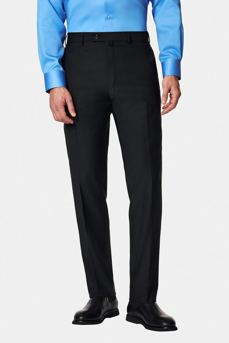 Siyah 7 Drop Slim Fit Dar Kesim Yünlü Klasik Kumaş Pantolon