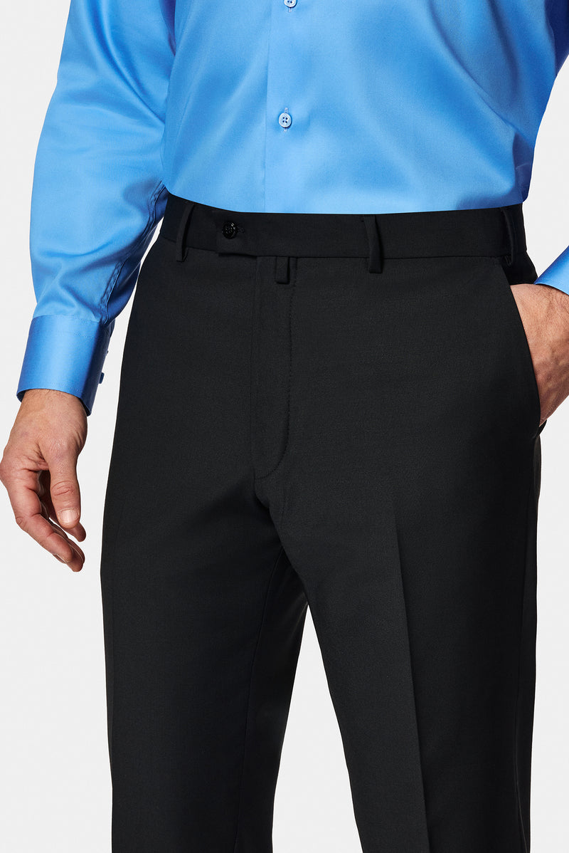 Siyah 7 Drop Slim Fit Dar Kesim Yünlü Klasik Kumaş Pantolon