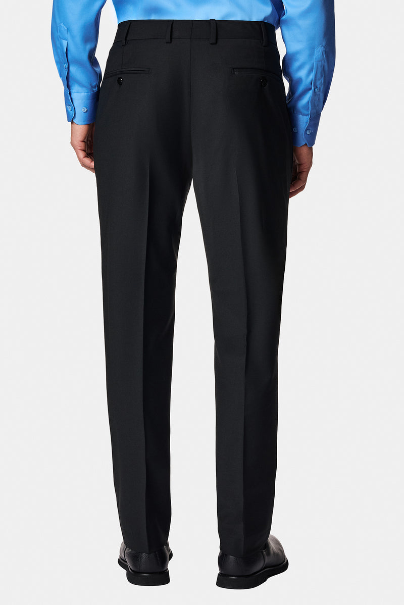 Siyah 7 Drop Slim Fit Dar Kesim Yünlü Klasik Kumaş Pantolon