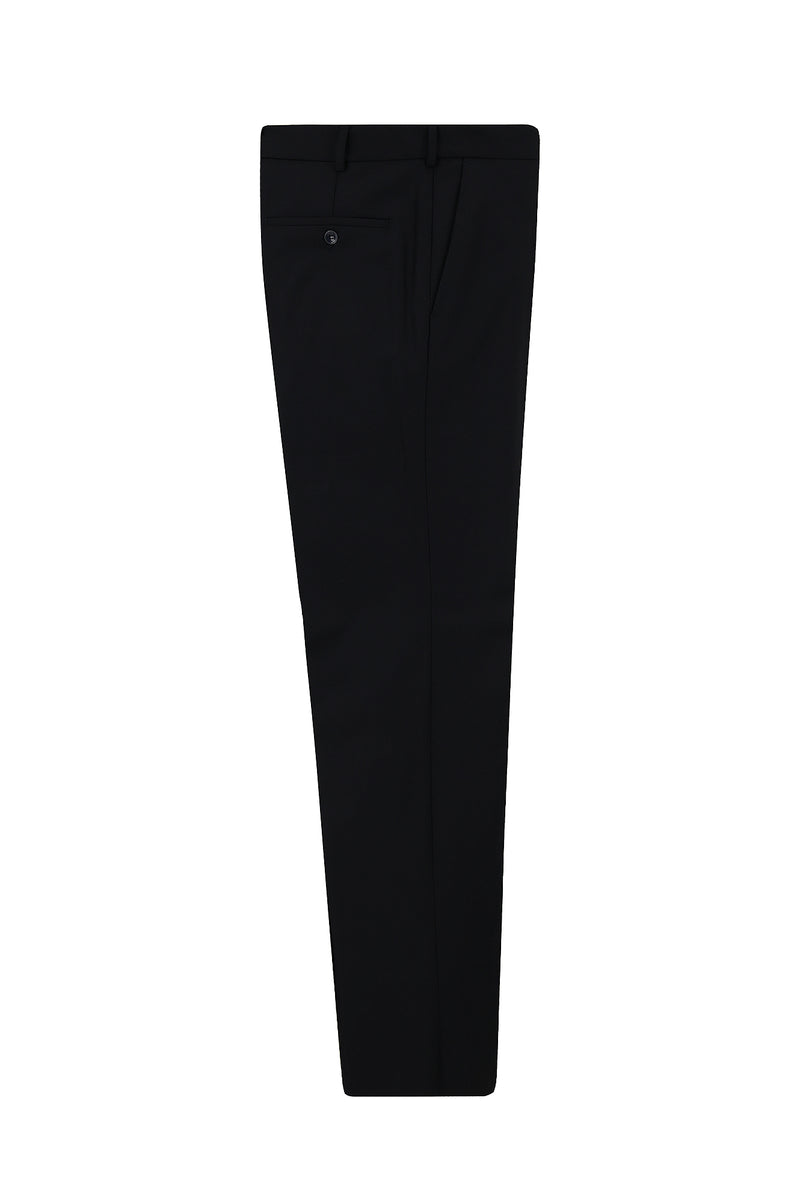 Siyah Lacivert Slim Fit Dar Kesim Yünlü Klasik Kumaş Pantolon