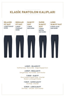 Siyah Lacivert 6 Drop Regular Fit Standart Kesim Yünlü Klasik Kumaş Pantolon