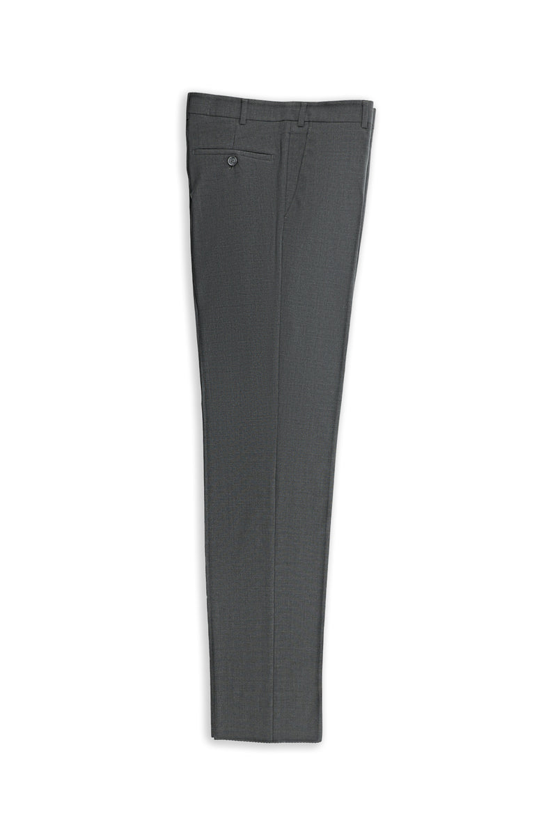 Orta Füme Slim Fit Dar Kesim Yünlü Klasik Kumaş Pantolon