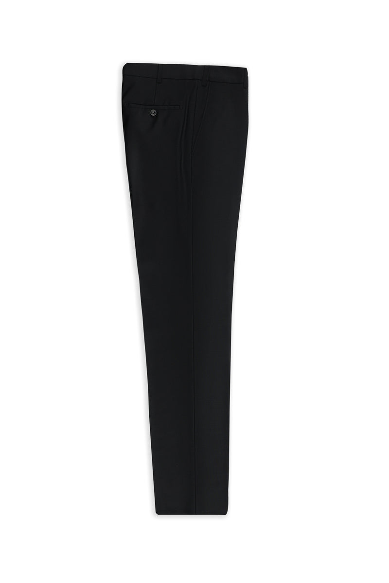 Siyah Slim Fit Dar Kesim Yünlü Klasik Kumaş Pantolon