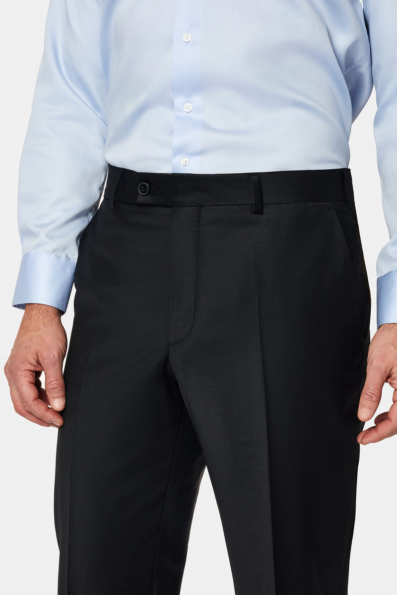 Siyah 7 Drop Slim Fit Dar Kesim Yünlü Klasik Kumaş Pantolon