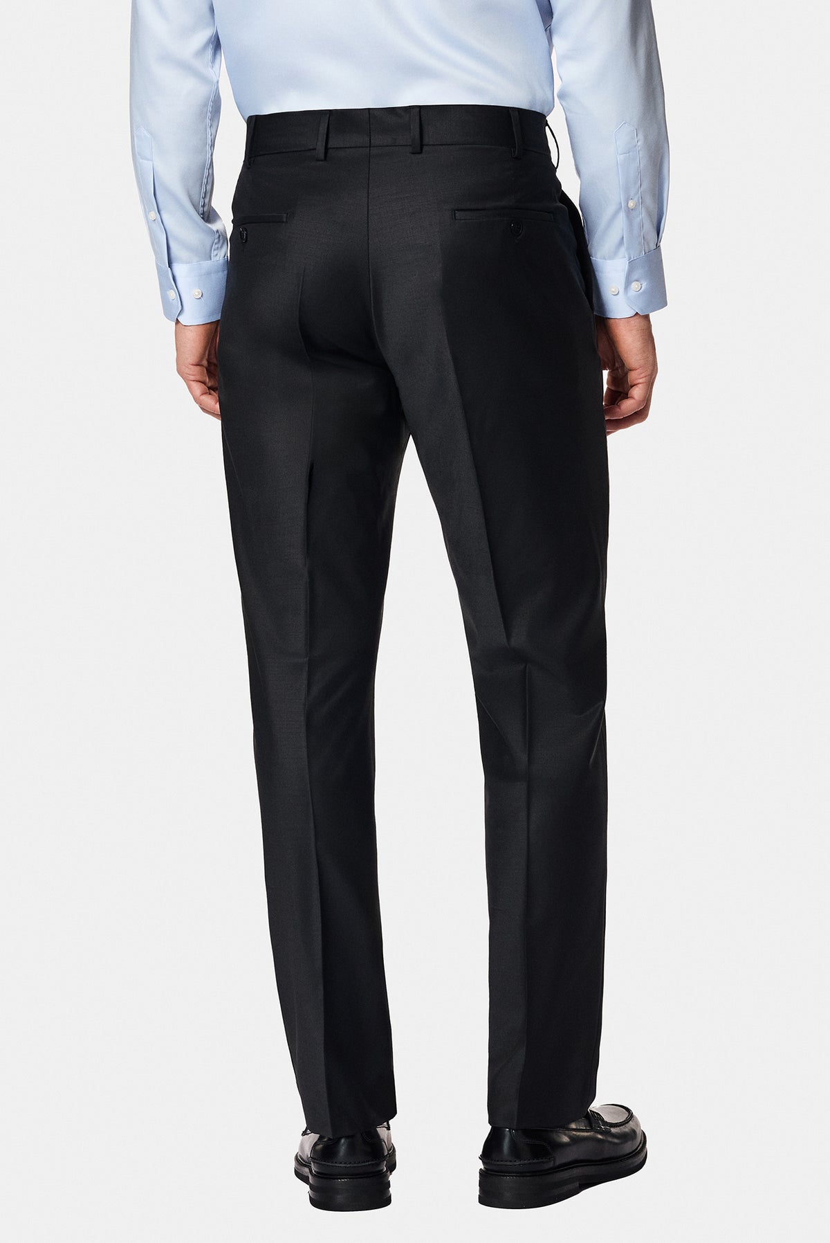 Siyah 7 Drop Slim Fit Dar Kesim Yünlü Klasik Kumaş Pantolon