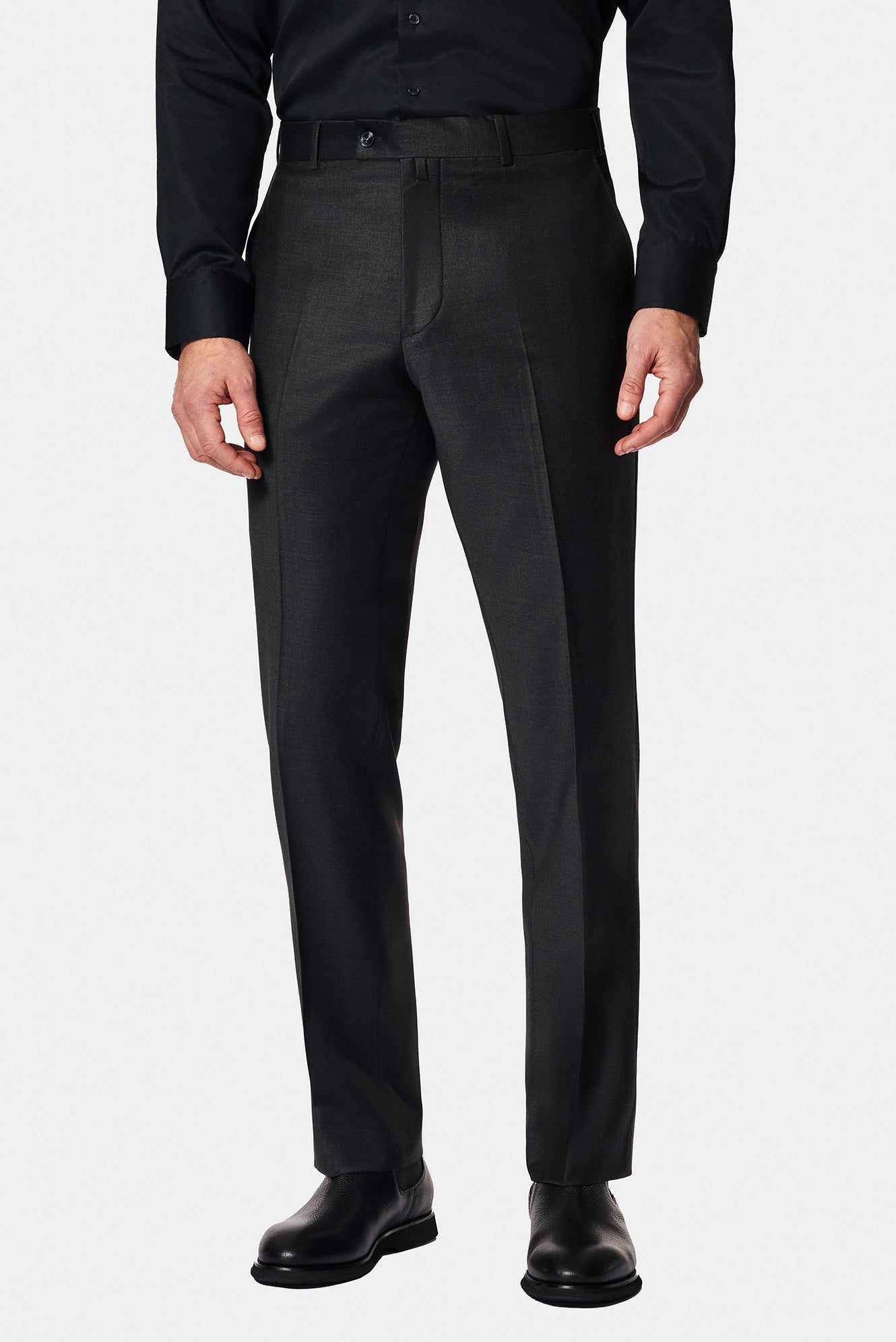 Koyu Füme 7 Drop Slim Fit Dar Kesim Yünlü Klasik Kuma? Pantolon-Abdullah Ki??l?