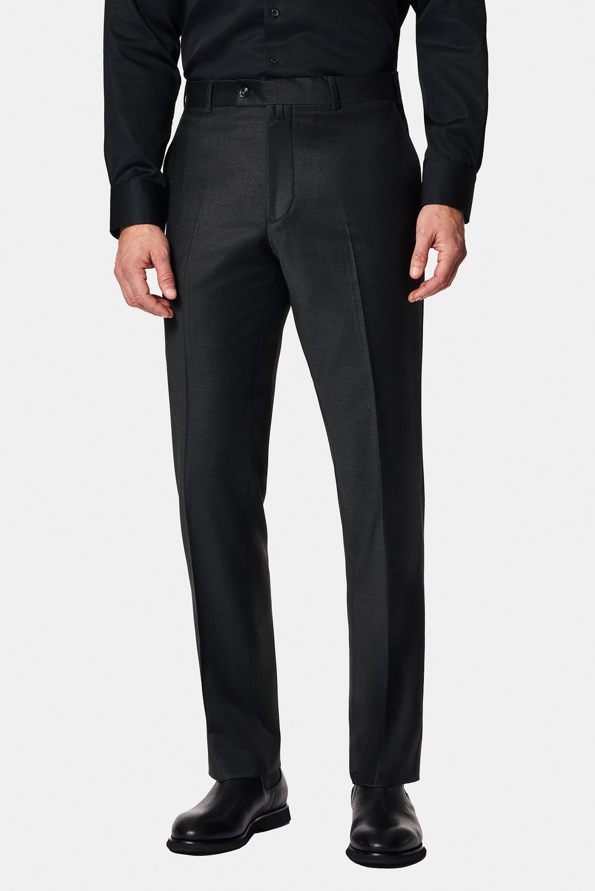 Koyu Füme 6 Drop Regular Fit Standart Kesim Yünlü Klasik Kumaş Pantolon