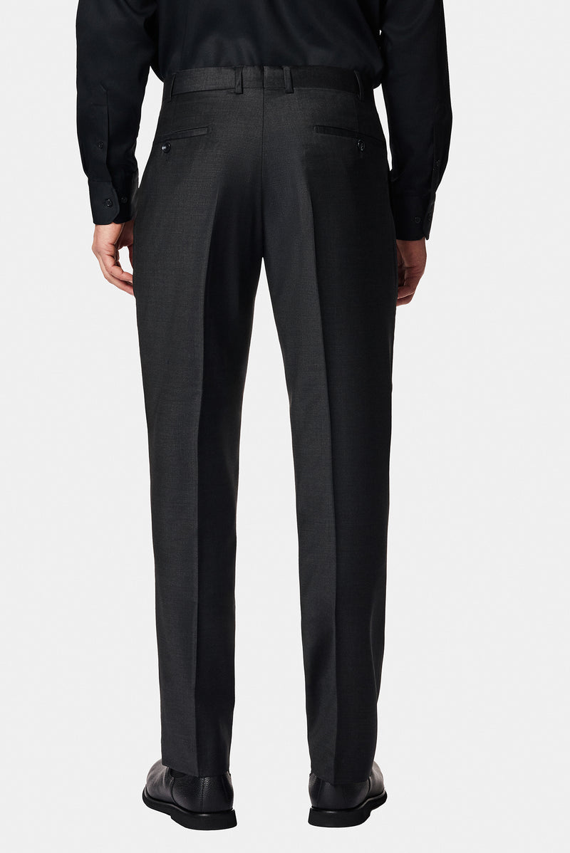 Koyu Füme 4 Drop Relaxed Fit Rahat Kesim Yünlü Klasik Kumaş Pantolon