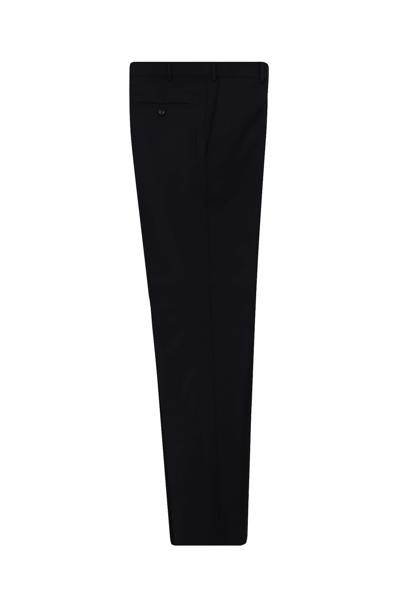 Siyah Lacivert Slim Fit Dar Kesim Yünlü Klasik Kumaş Pantolon