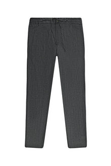 Koyu Füme Super Slim Fit Ekstra Dar Kesim Yünlü Beli Lastikli İpli Pantolon