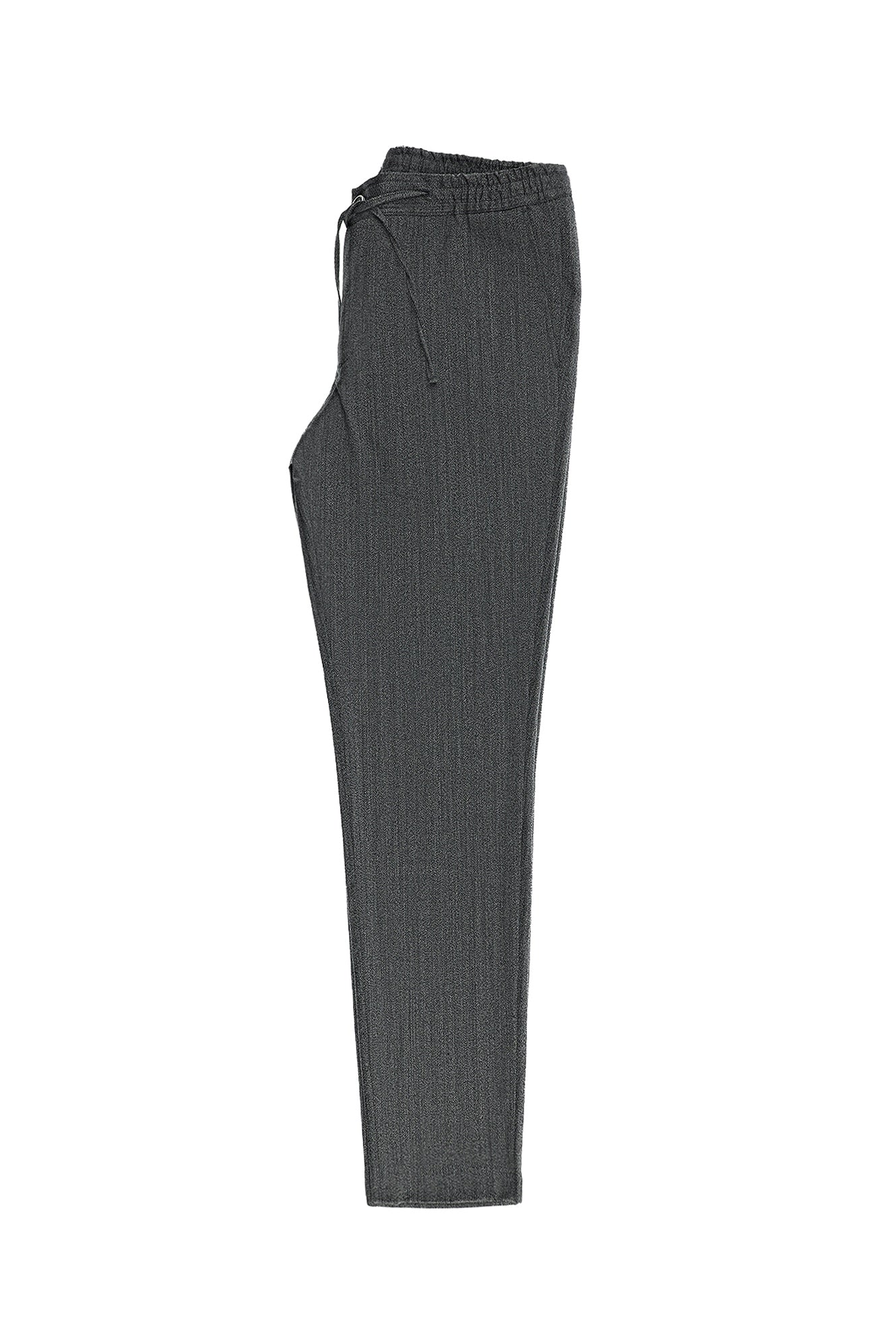 Koyu Füme Super Slim Fit Ekstra Dar Kesim Yünlü Beli Lastikli İpli Pantolon