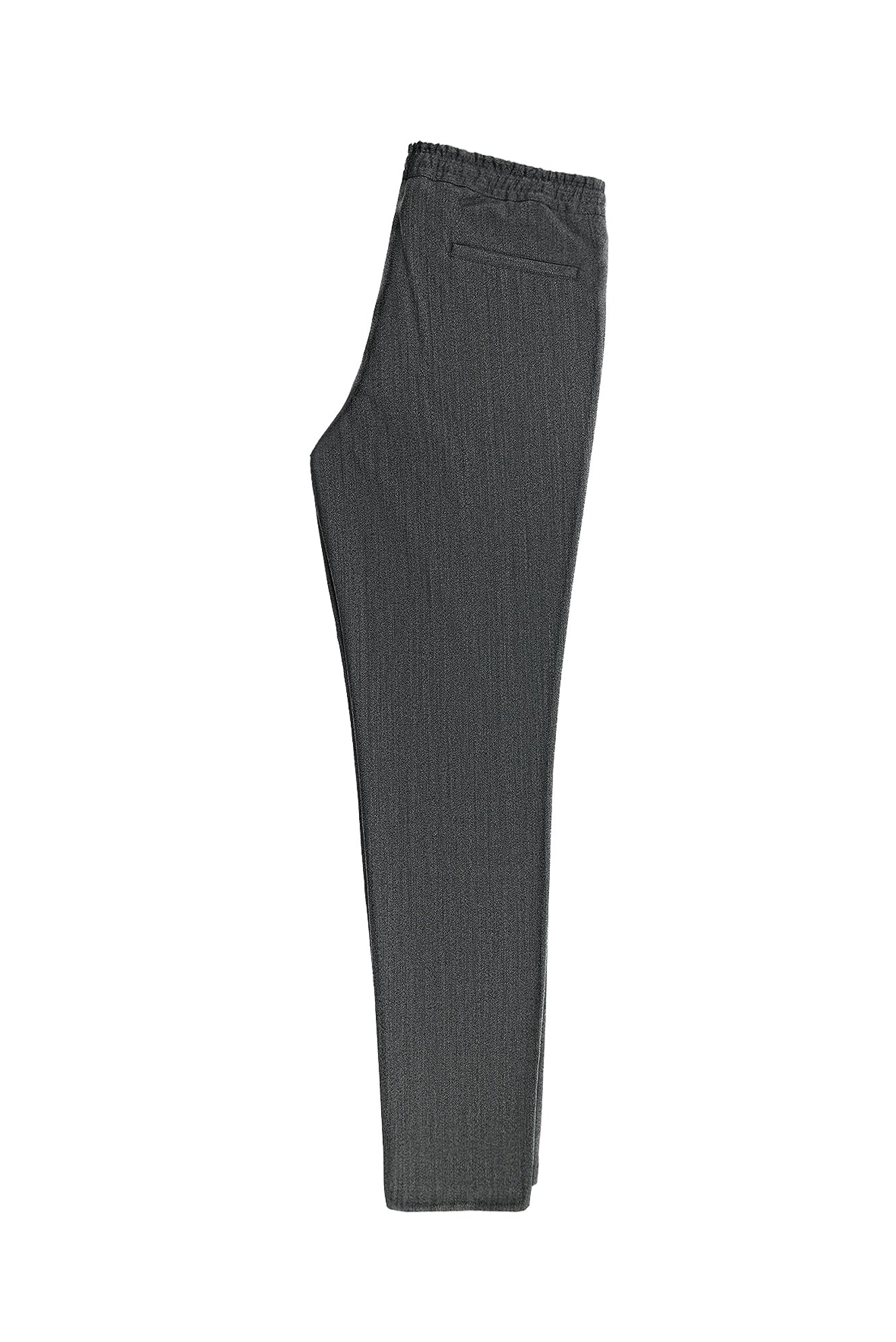 Koyu Füme Super Slim Fit Ekstra Dar Kesim Yünlü Beli Lastikli İpli Pantolon