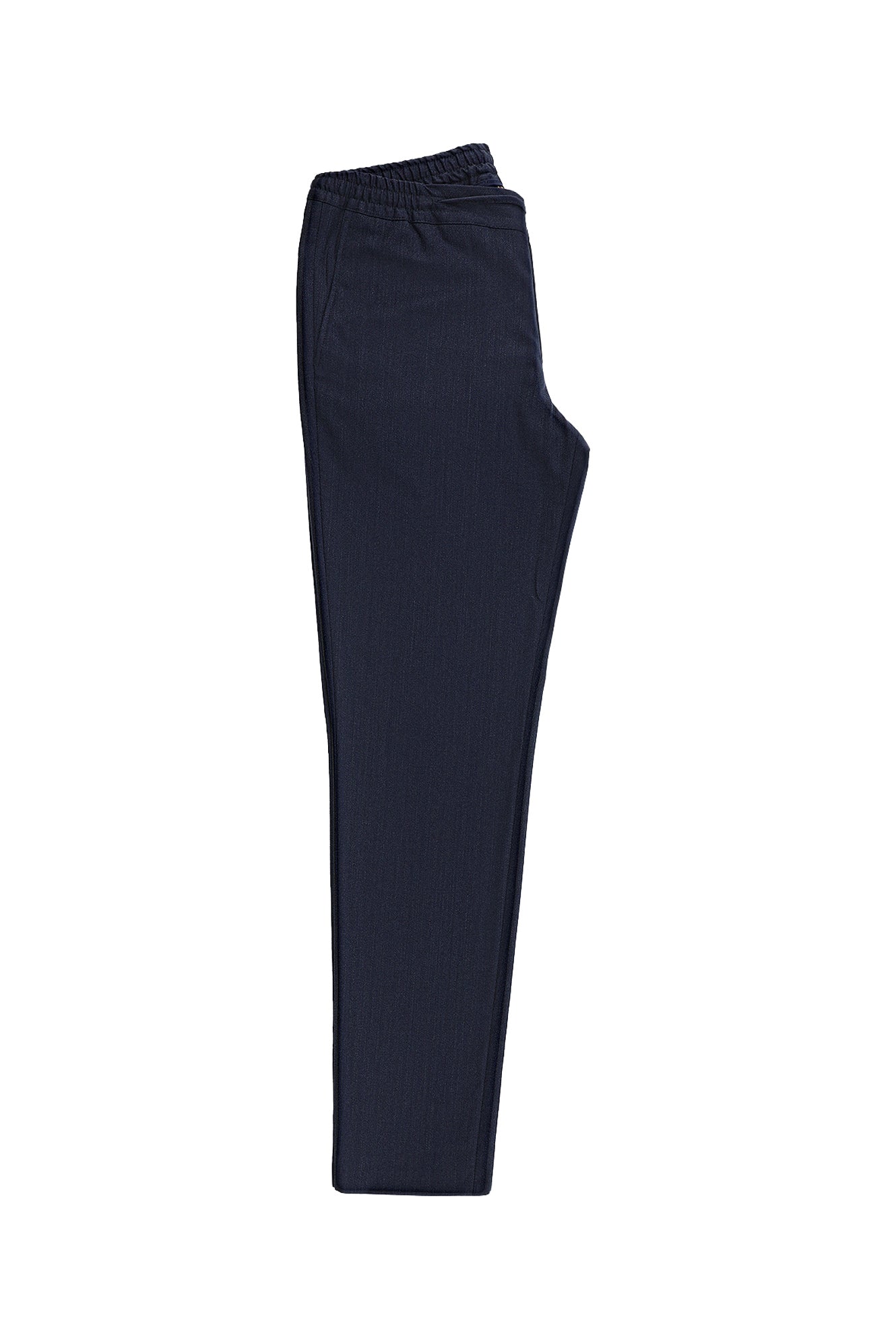 Orta Lacivert Super Slim Fit Ekstra Dar Kesim Yünlü Beli Lastikli İpli Pantolon