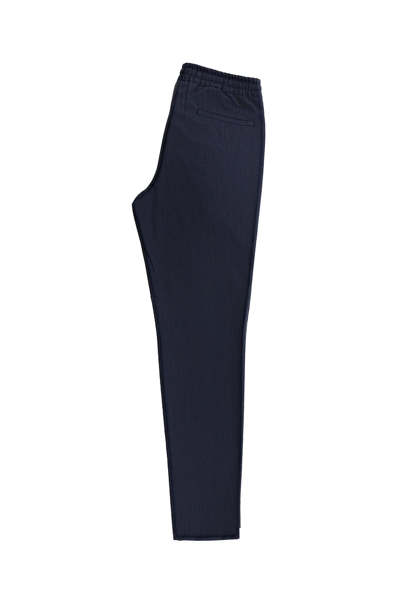 Orta Lacivert Super Slim Fit Ekstra Dar Kesim Yünlü Beli Lastikli İpli Pantolon