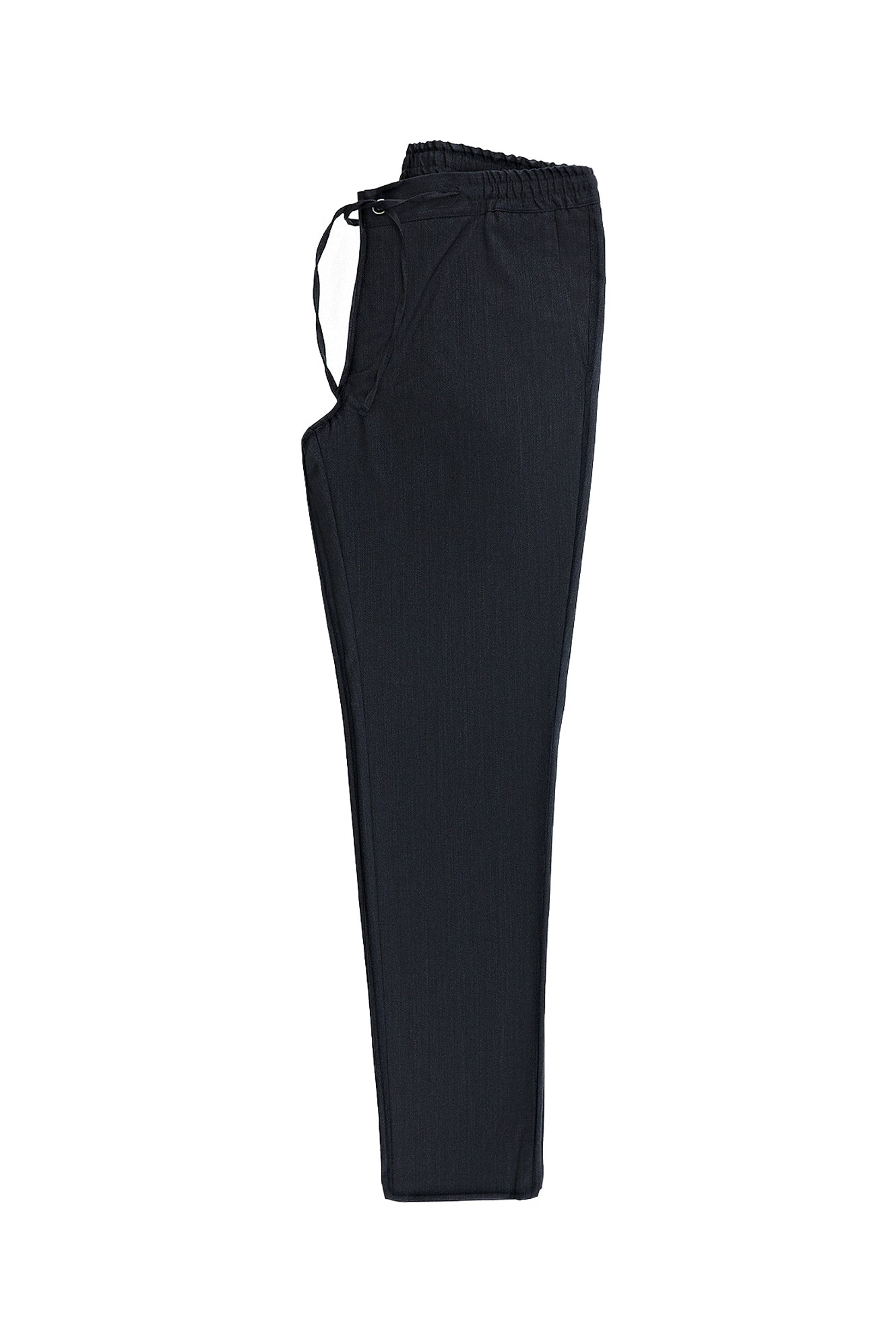 Koyu Lacivert Super Slim Fit Ekstra Dar Kesim Yünlü Beli Lastikli İpli Pantolon